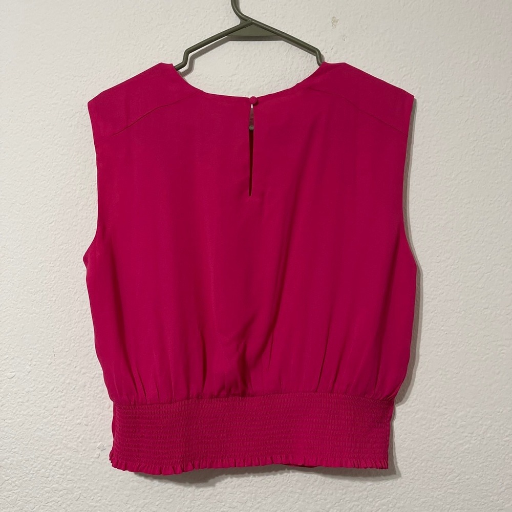 Ann Taylor NWT Fuchsia Pleated Sleeveless Blouse Office Siren Quiet Luxury M - Picture 2 of 6